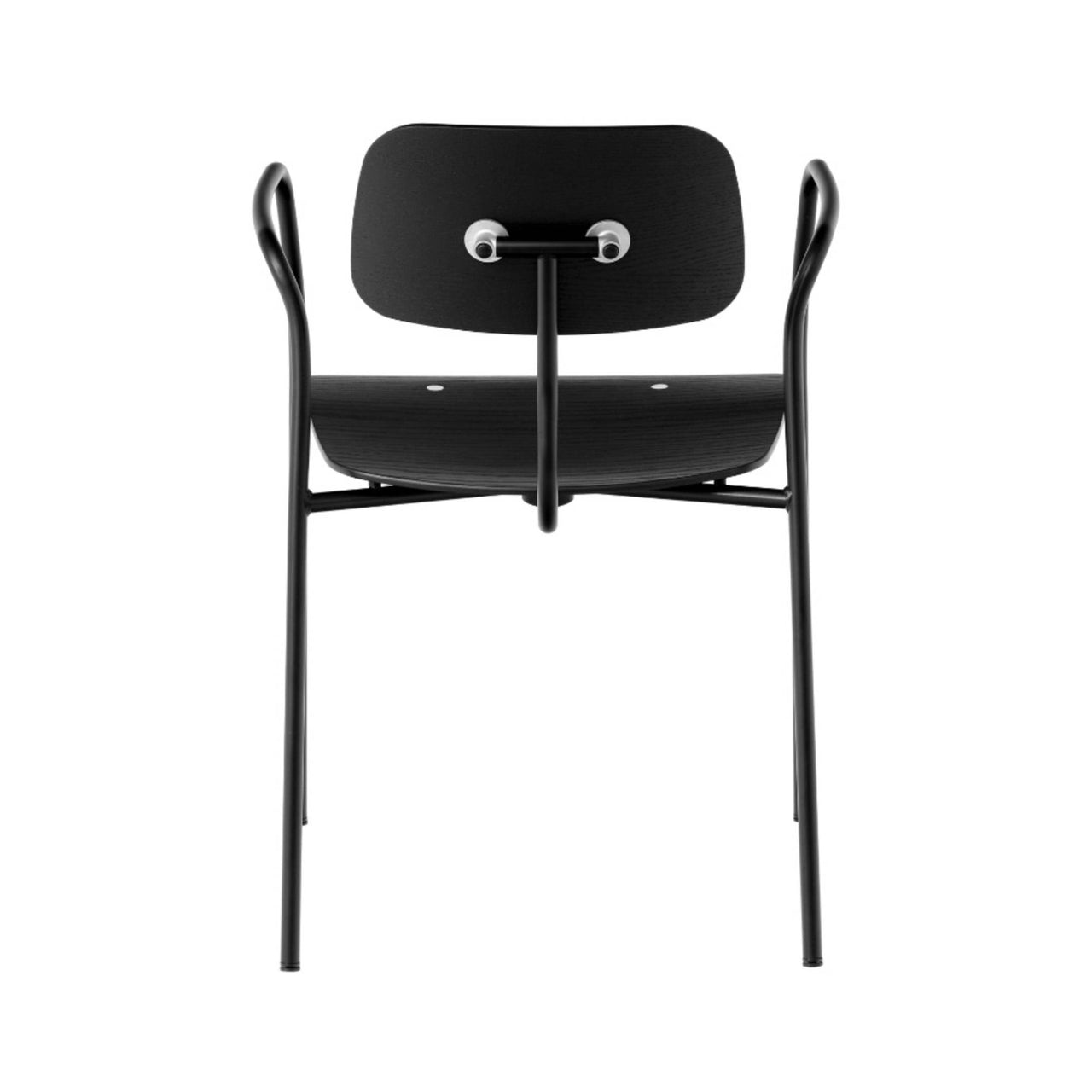 Kevi 2065 Armchair: 4-Legs + Black Lacquer + Powder Coated Black