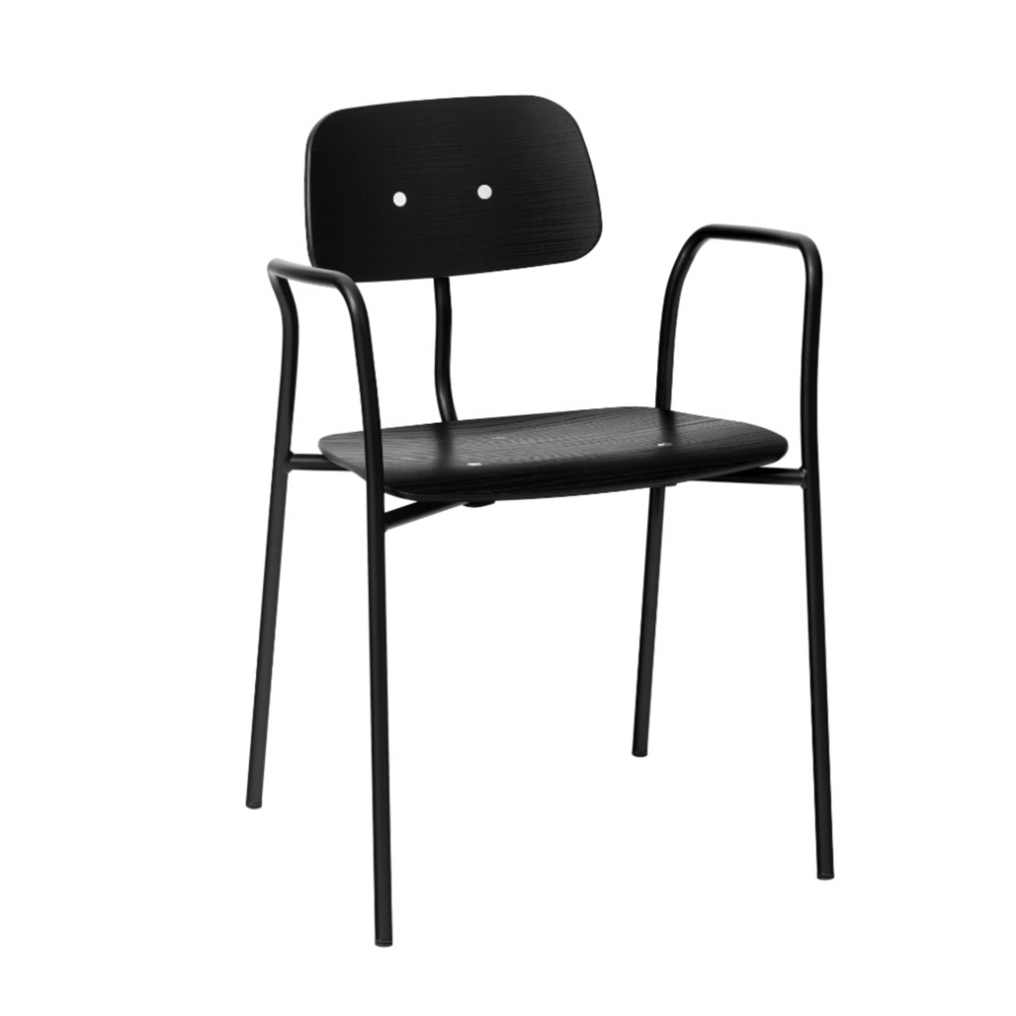 Kevi 2065 Armchair: 4-Legs + Black Lacquer + Powder Coated Black