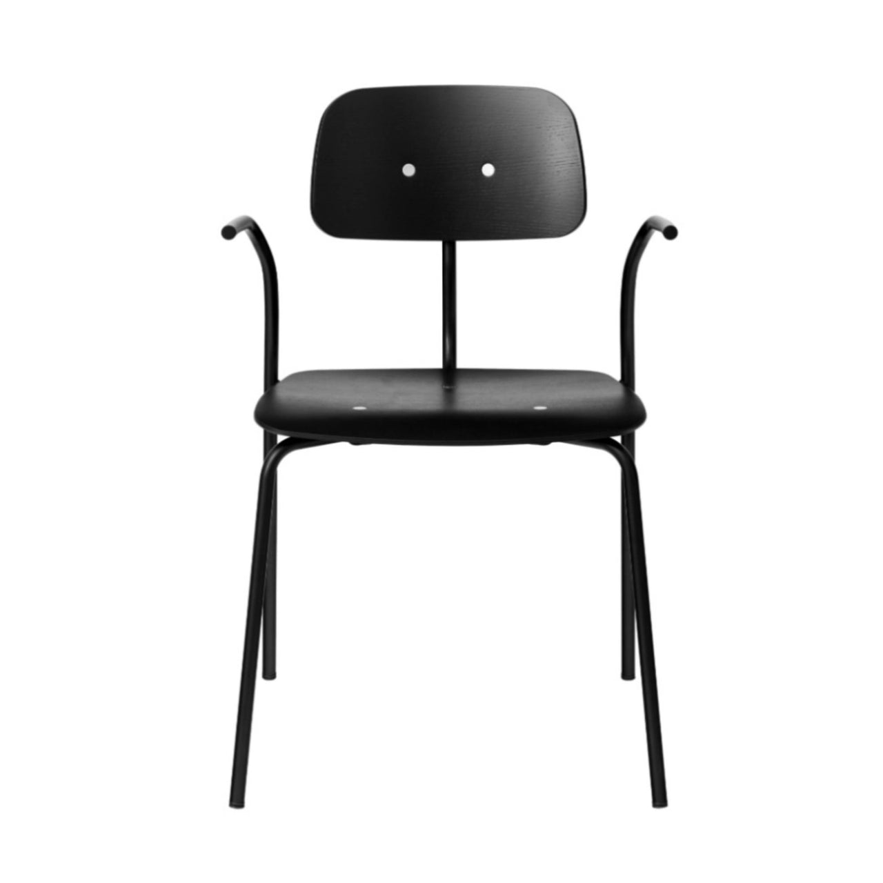 Kevi 2066 Armchair: 4-Legs + Black Lacquer +  Powder Coated Black