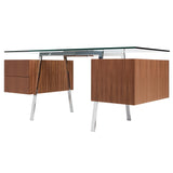 Homework 2 Desk: Double Drawer Left and File Drawer Right with Glass Top + Chrome + Walnut