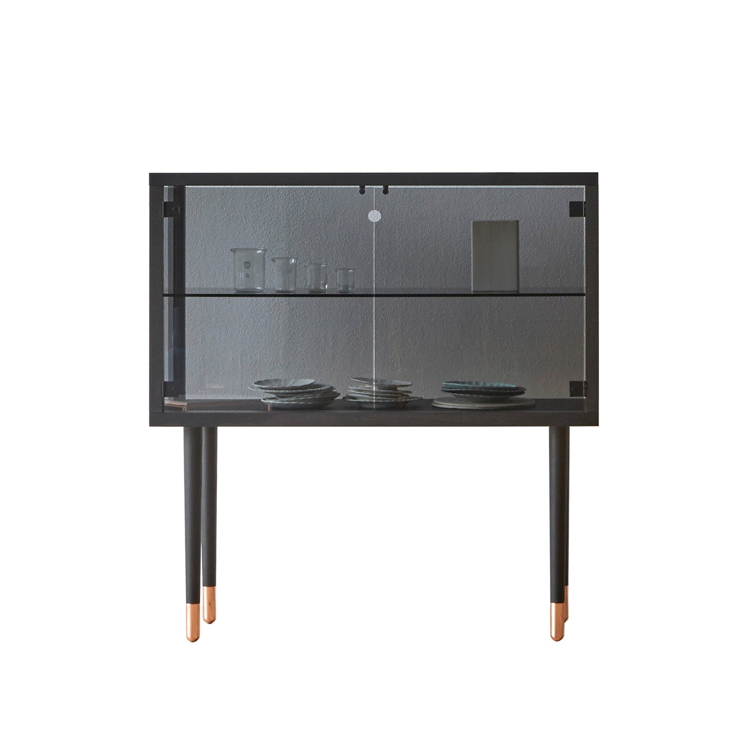 Juno Wide Cabinet: Black Ash + Copper