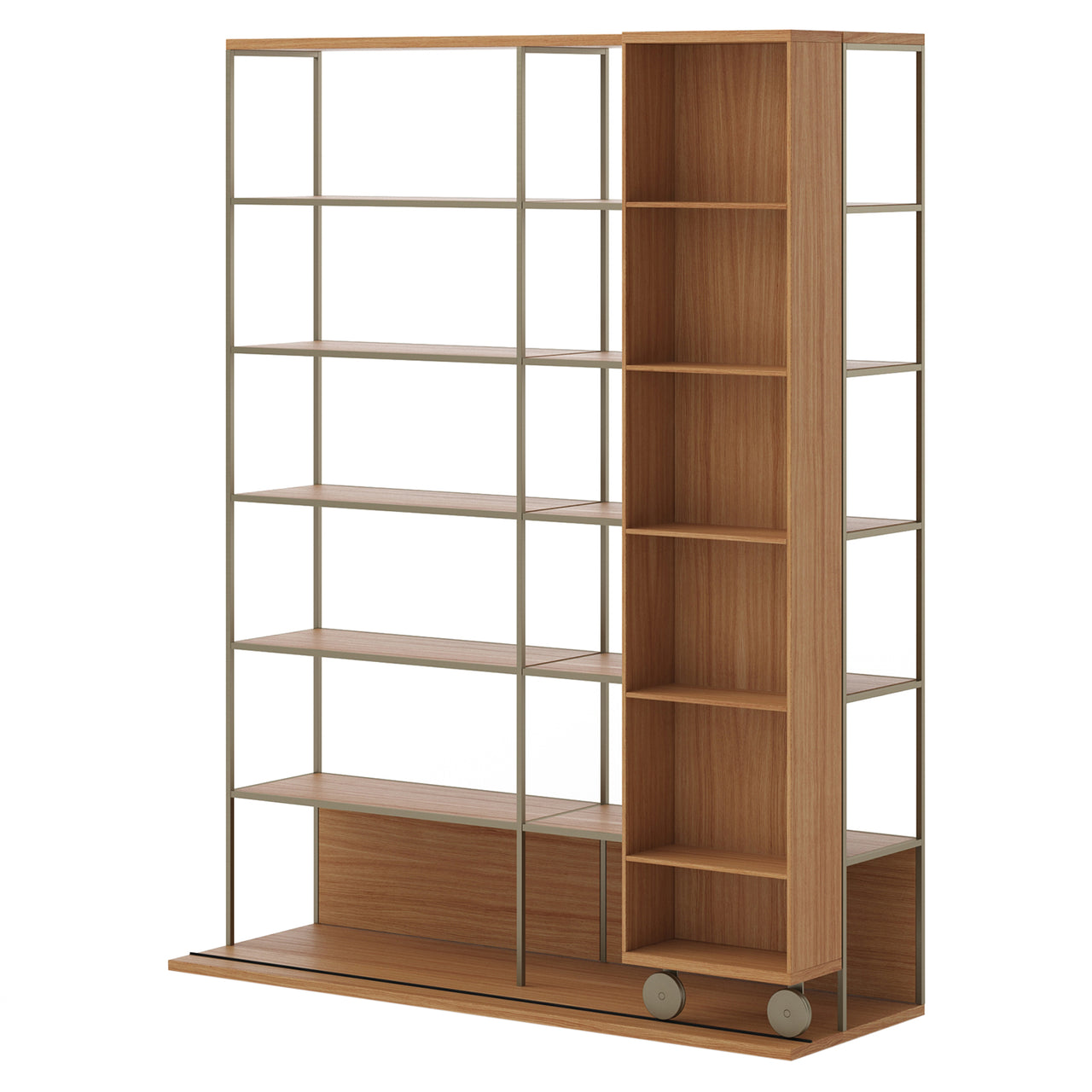 Literatura Selection Shelf: Composition 3 + High + Super-Matt Walnut + Bronze + With Glider Shelf