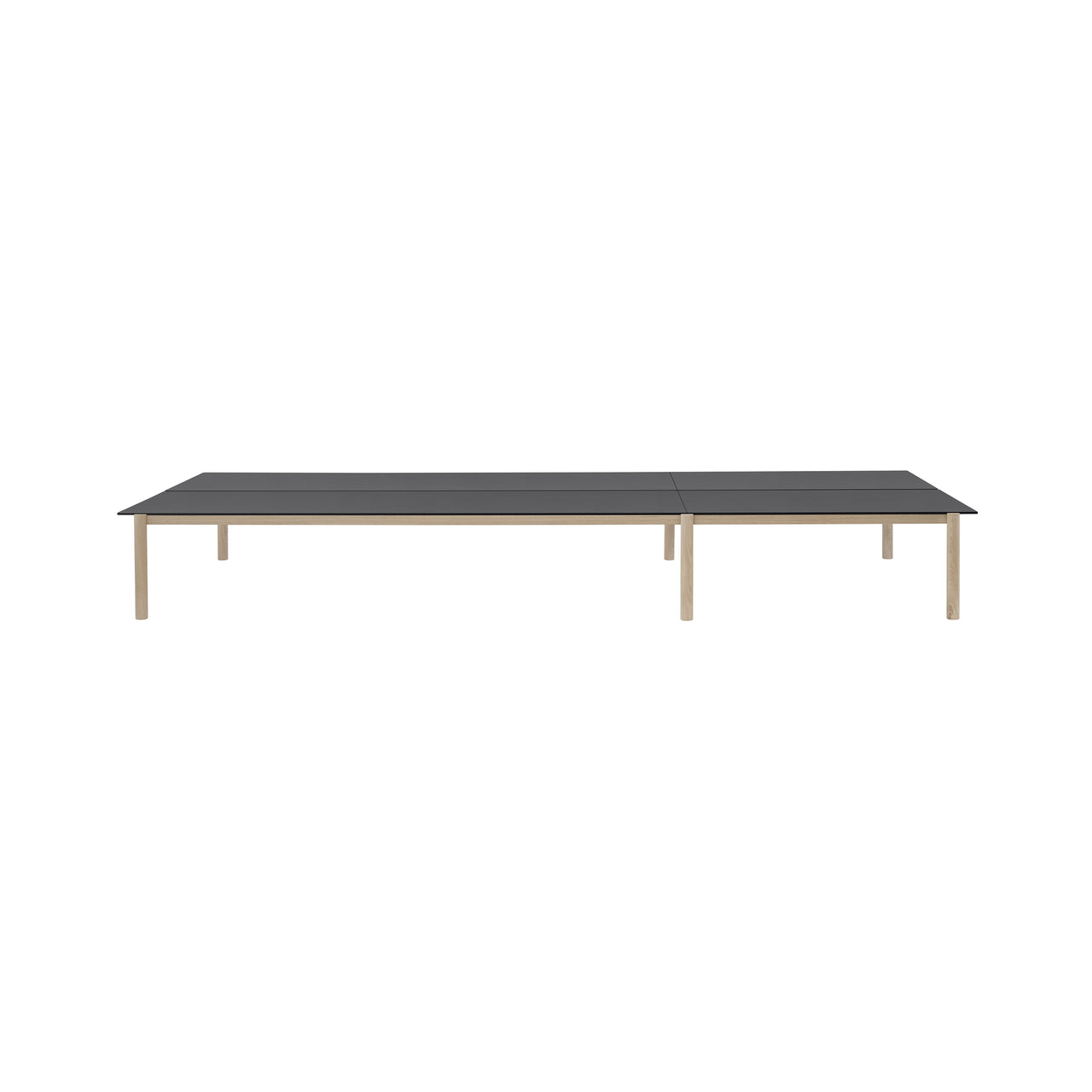 Linear System Modular Table: Black Nanolaminate + Black ABS + Oak + Configuration 1