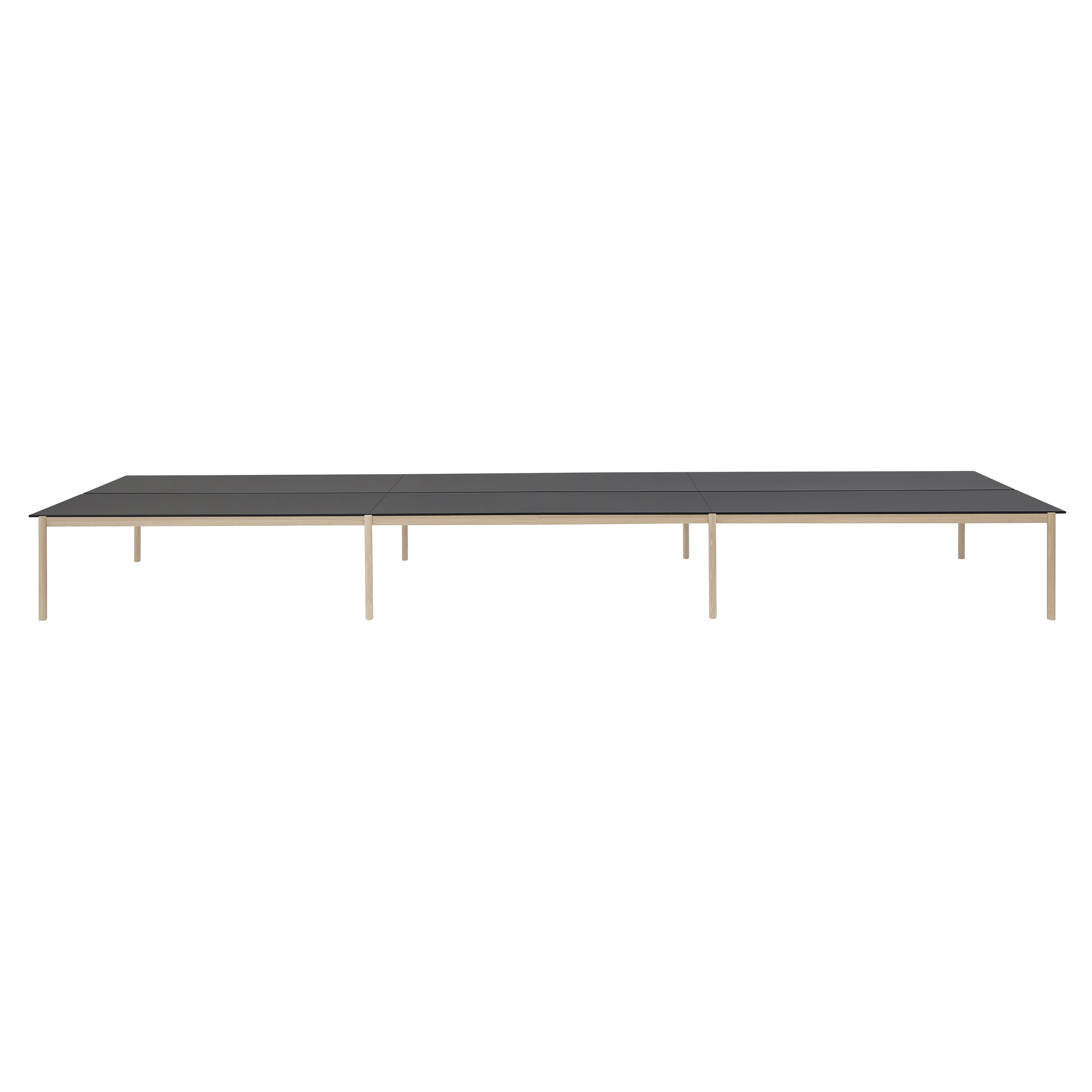 Linear System Modular Table: Black Nanolaminate + Black ABS + Oak + Configuration 3