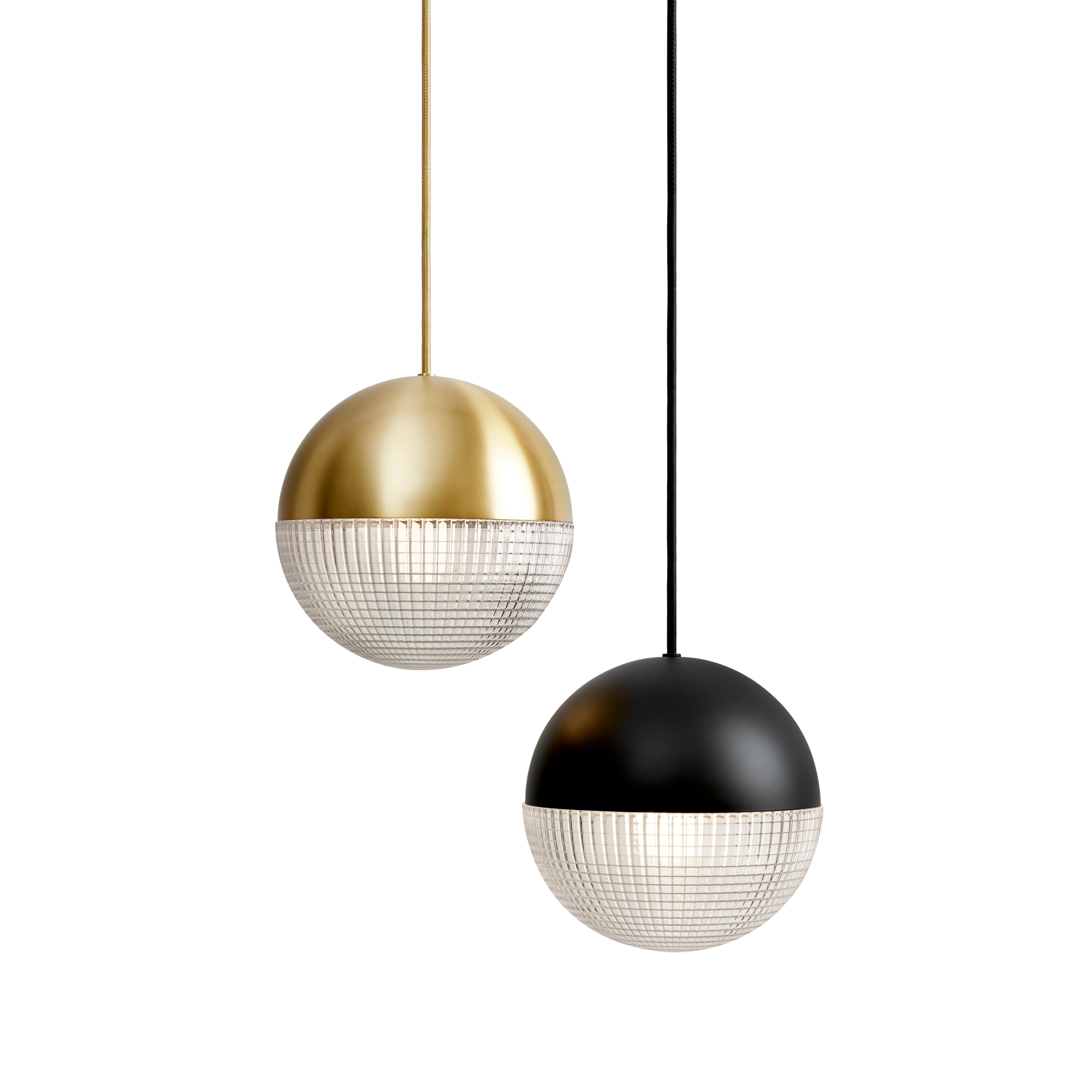 Little Lens Flair Pendant Light: Brushed Brass + Matte Black