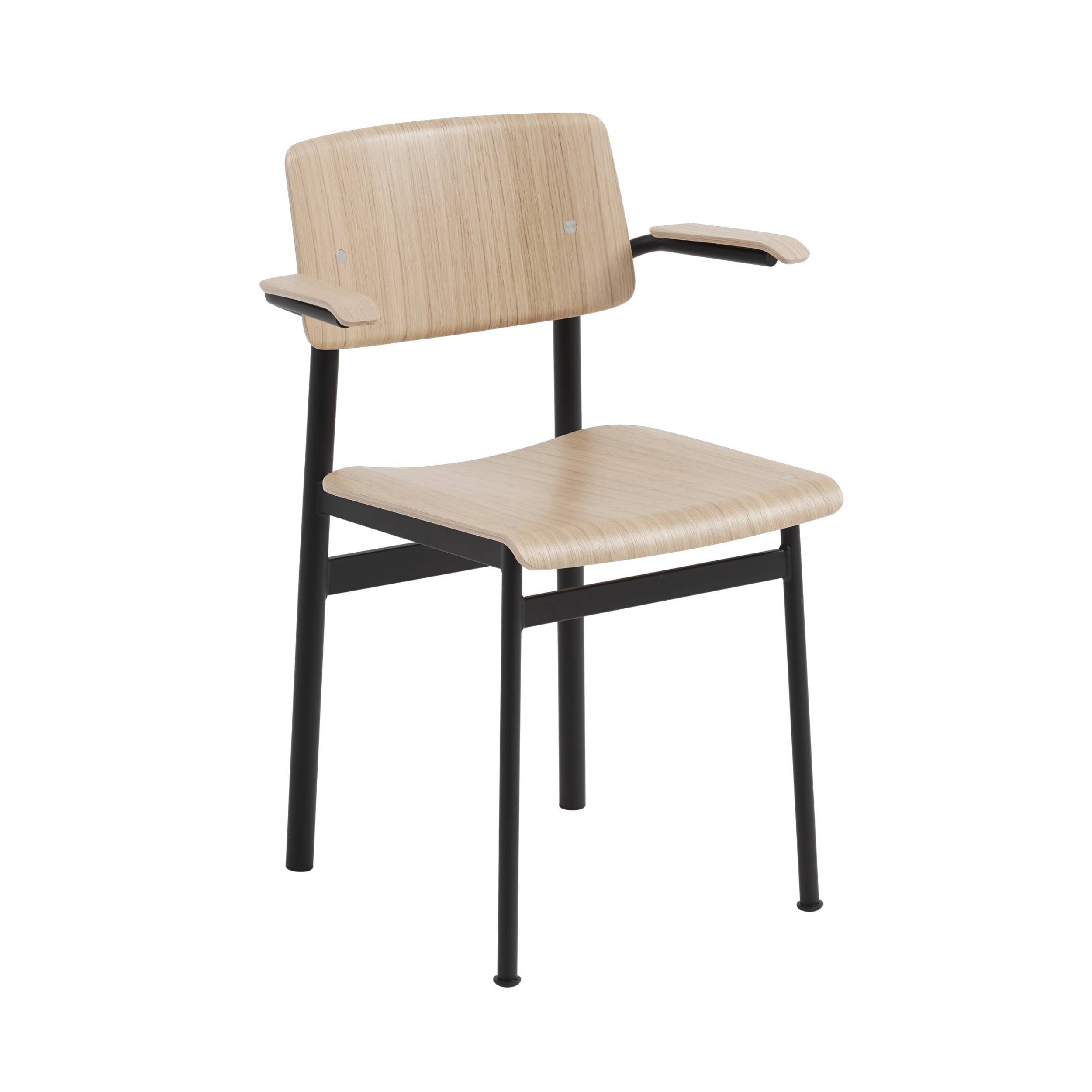 Loft Chair with Armrest: Oak + Black