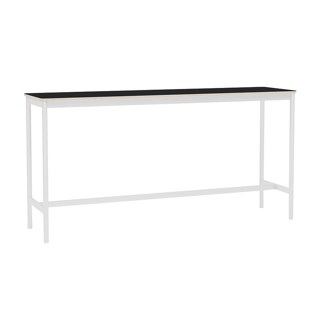 Base High Table: 190 + Low + Wide + Black + White Laminate + Plywood Edge