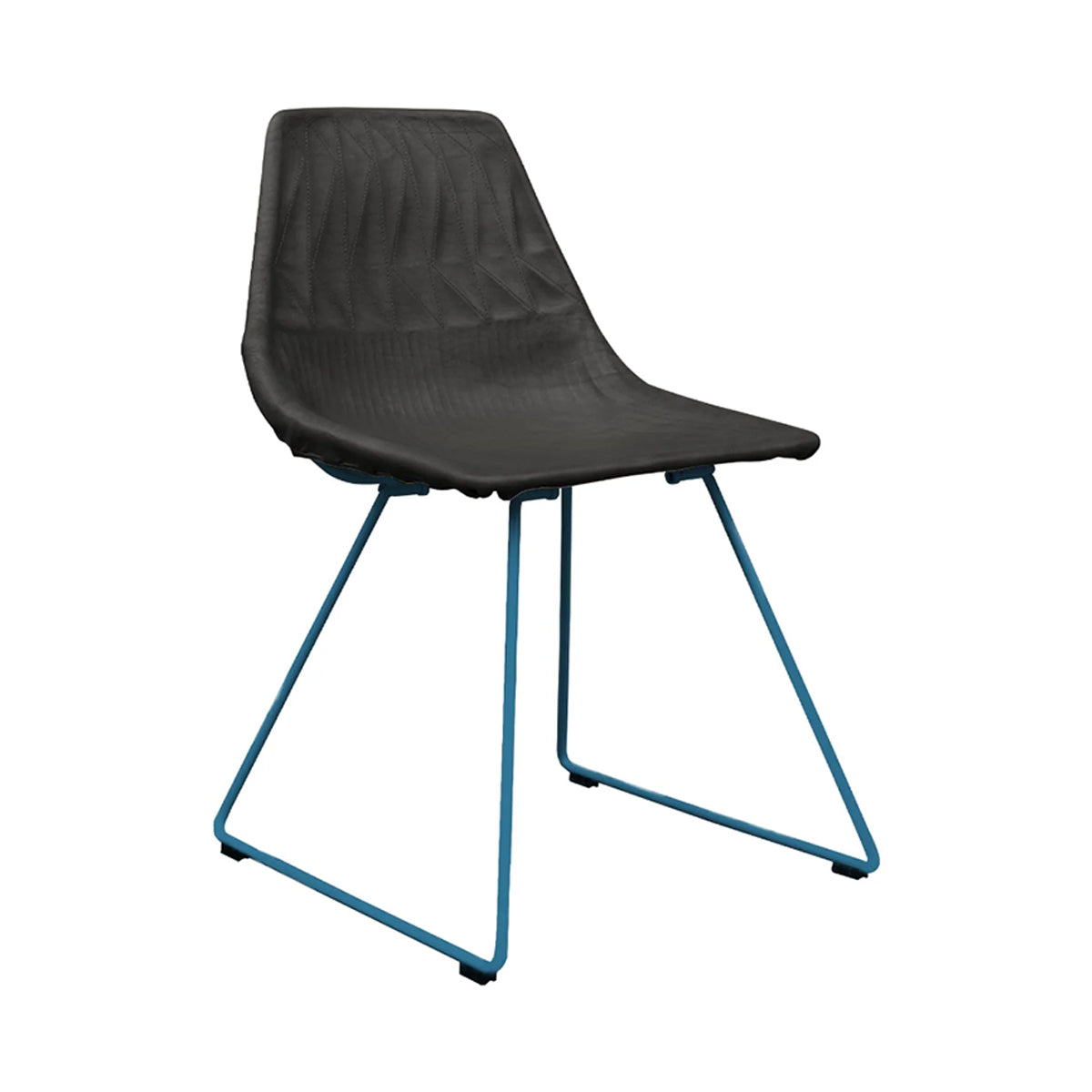 Lucy Chair: Saddle Leather + Peacock Blue + Black