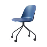 Mariolina Side Chair: Casters + Lacquered Anthracite + Intense Blue