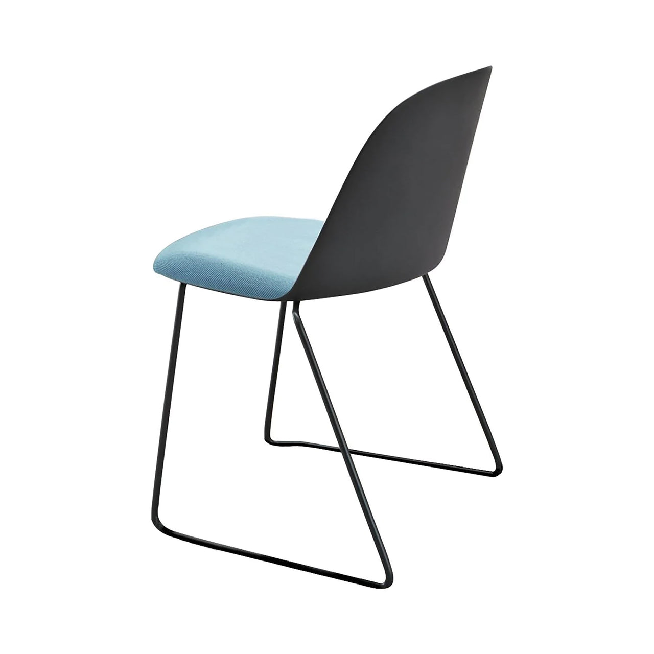 Mariolina Side Chair: Sledge Base + Upholstery + Lacquered Anthracite + Anthracite