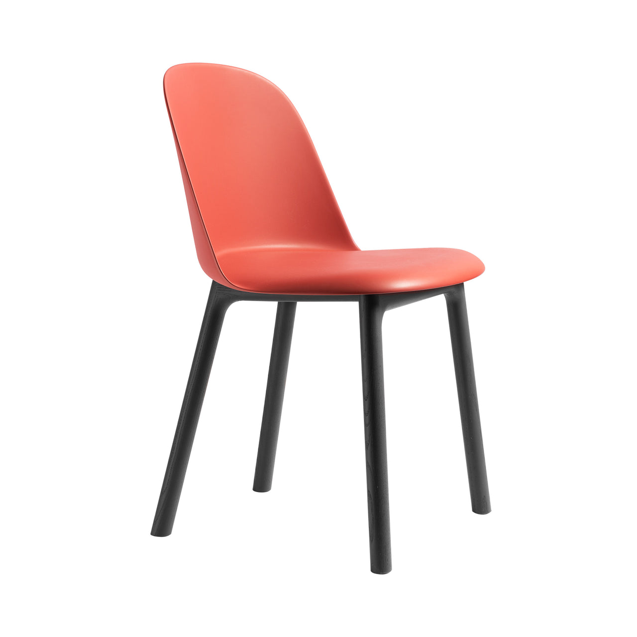 Mariolina Side Chair: Wood Base + Black Ash + Marsala Red