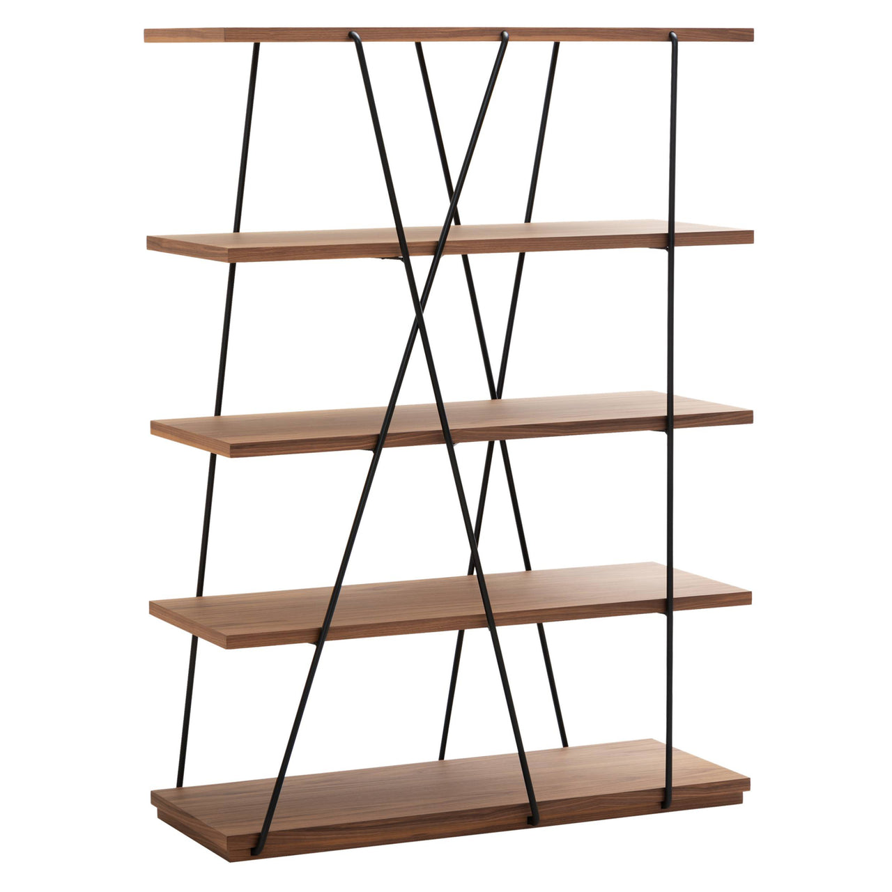 Matassa Book Shelf: Lacquered Black + Canaletto Walnut