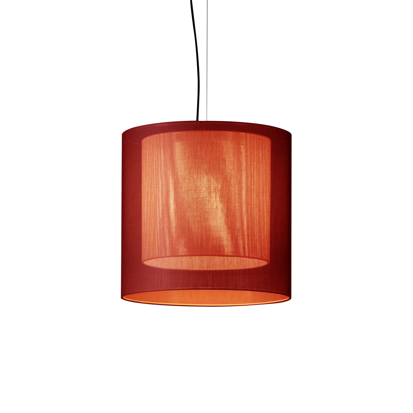 Moaré Pendant Lamp: Medium (Double Shade) + Red + White