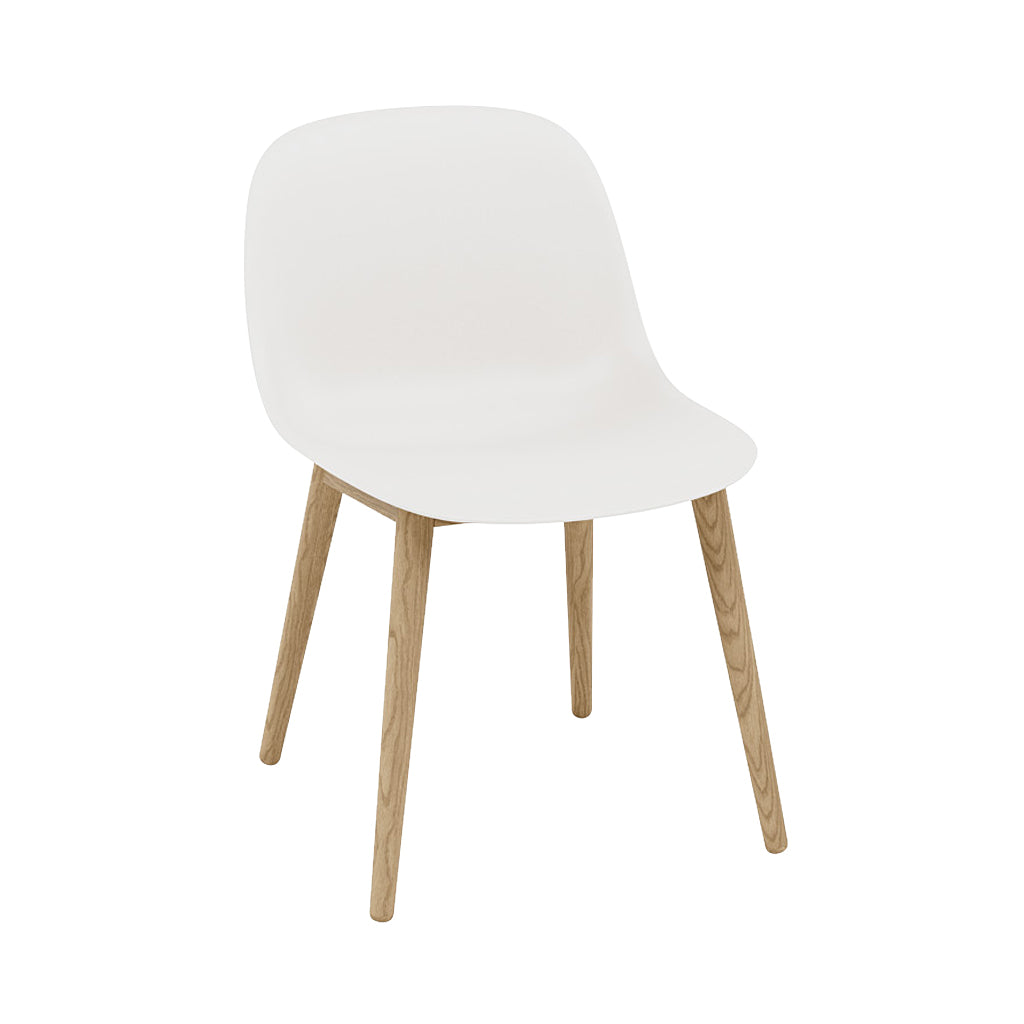 Fiber Side Chair: Wood Base + Recycled Shell + Natural White + Oak