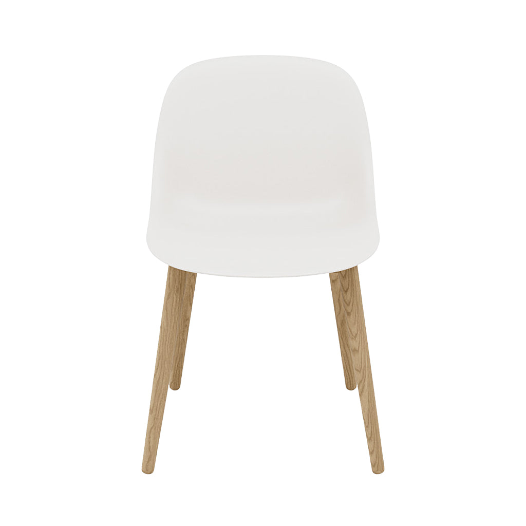 Fiber Side Chair: Wood Base + Recycled Shell + Natural White + Oak