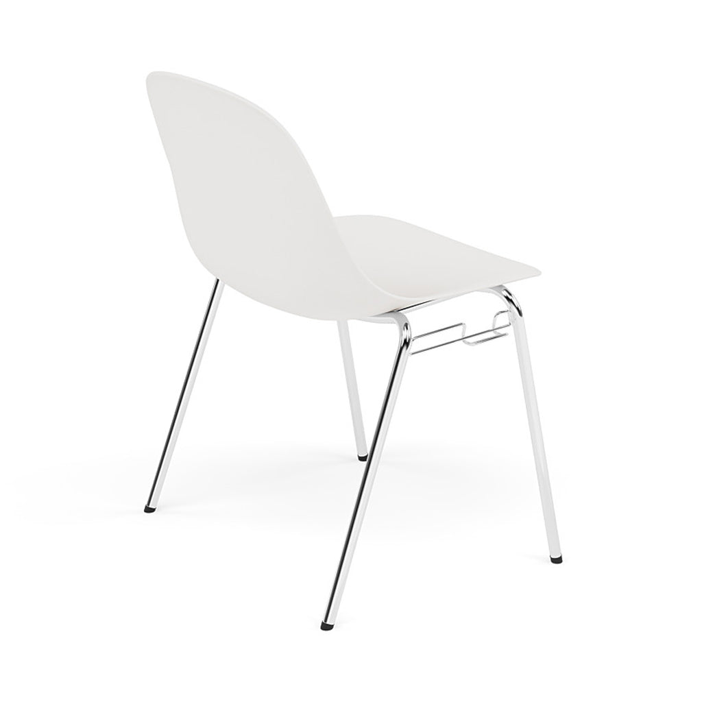 Fiber Side Chair: A-Base with Linking Device + Felt Glides + Natural White