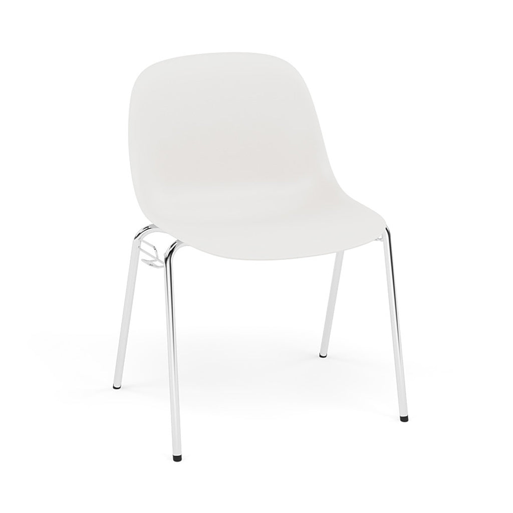 Fiber Side Chair: A-Base with Linking Device + Felt Glides + Natural White