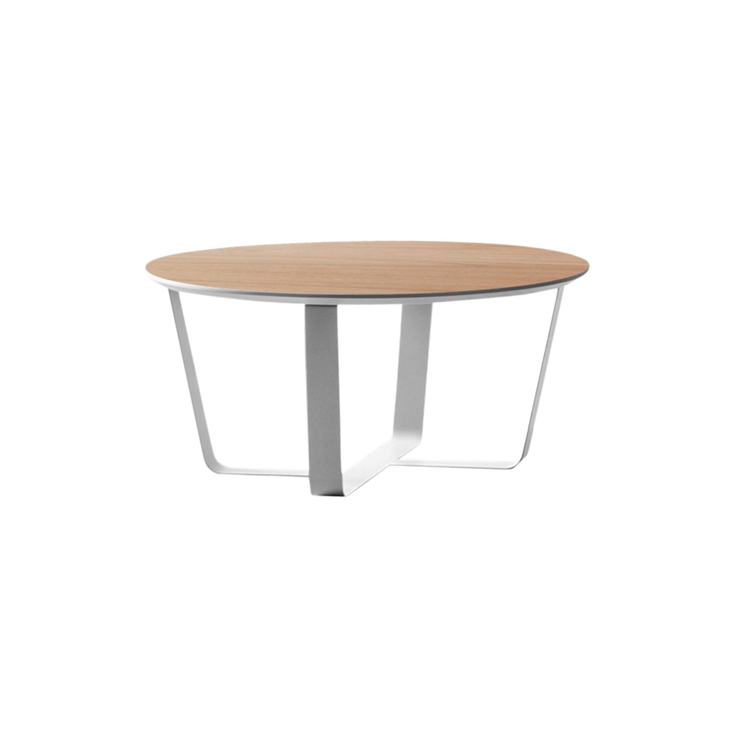 Bino Coffee Table: Round + Vintage Oak + Lacquered White