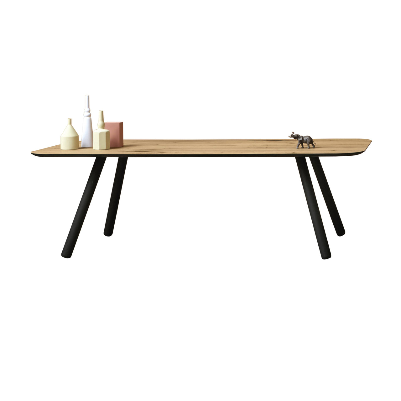 Pixie Rectangular Dining Table: Medium + Vintage Oak + Black Ash