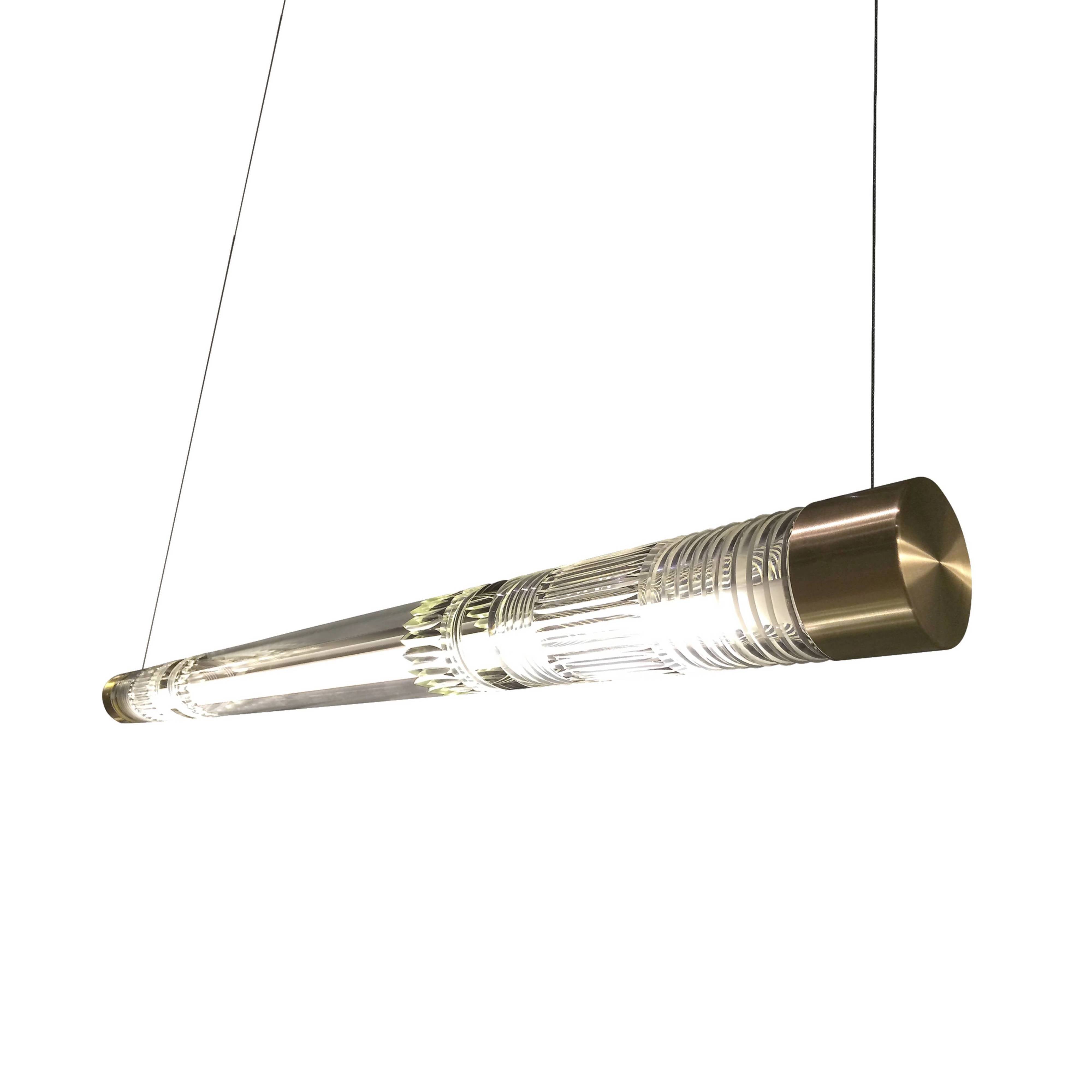 Crystal Tube Light: Brushed Brass