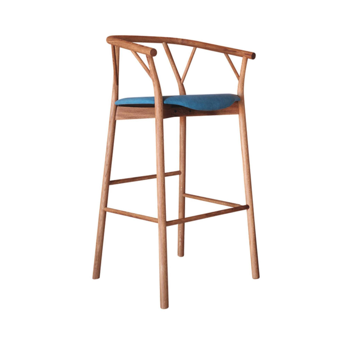 Valerie Stool: Upholstered + Bar + Oak Stained Walnut