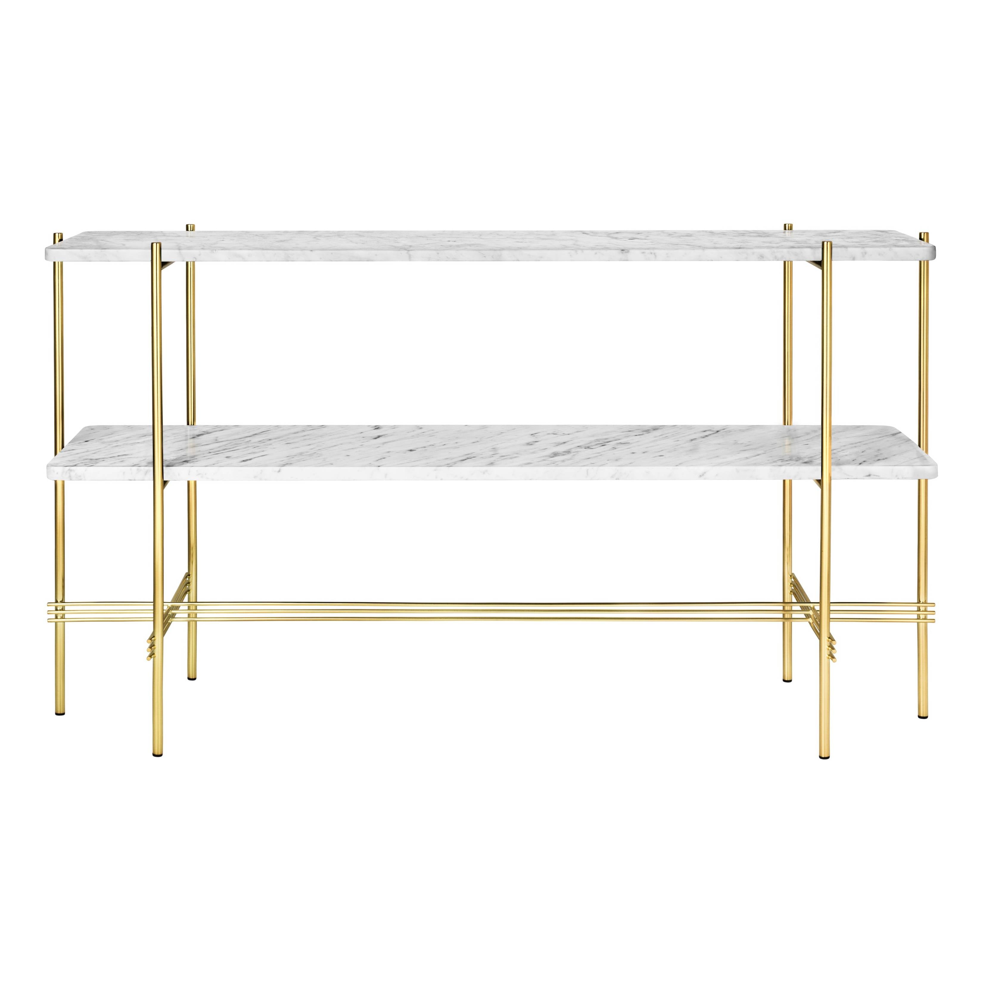 TS Console: Without Tray+ Brass + White Carrara Marble