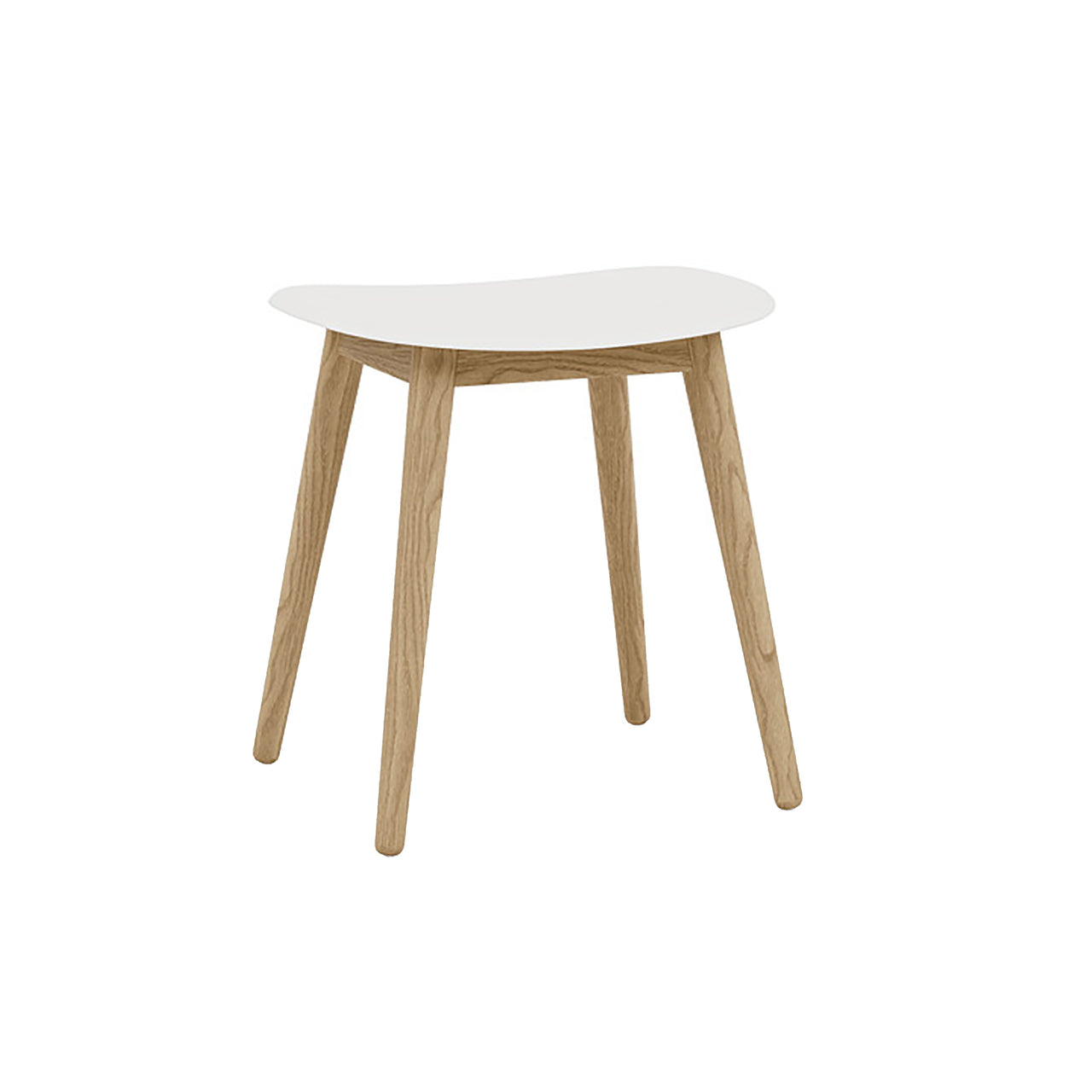 Fiber Stool: Wood Base + Oak + Natural White