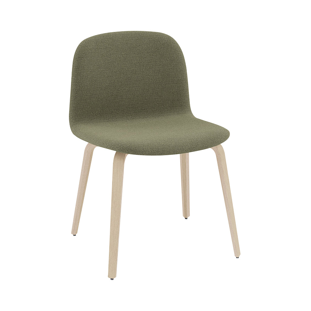 Visu Wide Chair: Wood Base + Upholstered + Oak