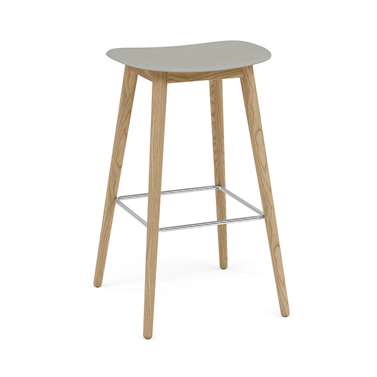 Fiber Bar + Counter Stool: Wood Base + Bar + Oak + Grey