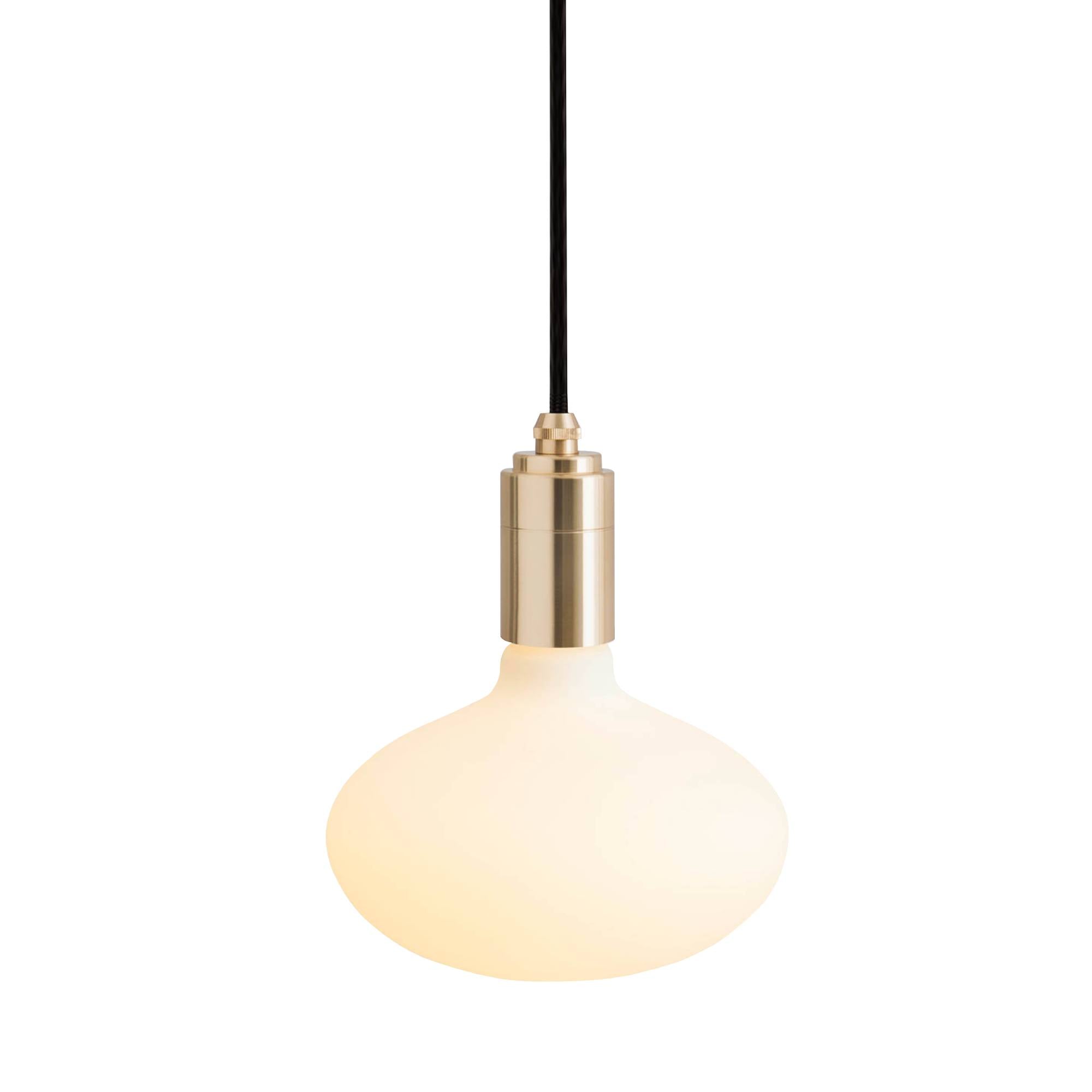 Brass Pendant: With Matt Porcelain Bulb - Oval