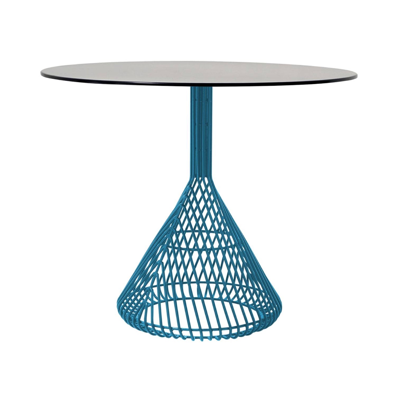 Bistro Dining Table: Peacock Blue + Black Metal