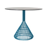 Bistro Dining Table: Peacock Blue + Black Metal