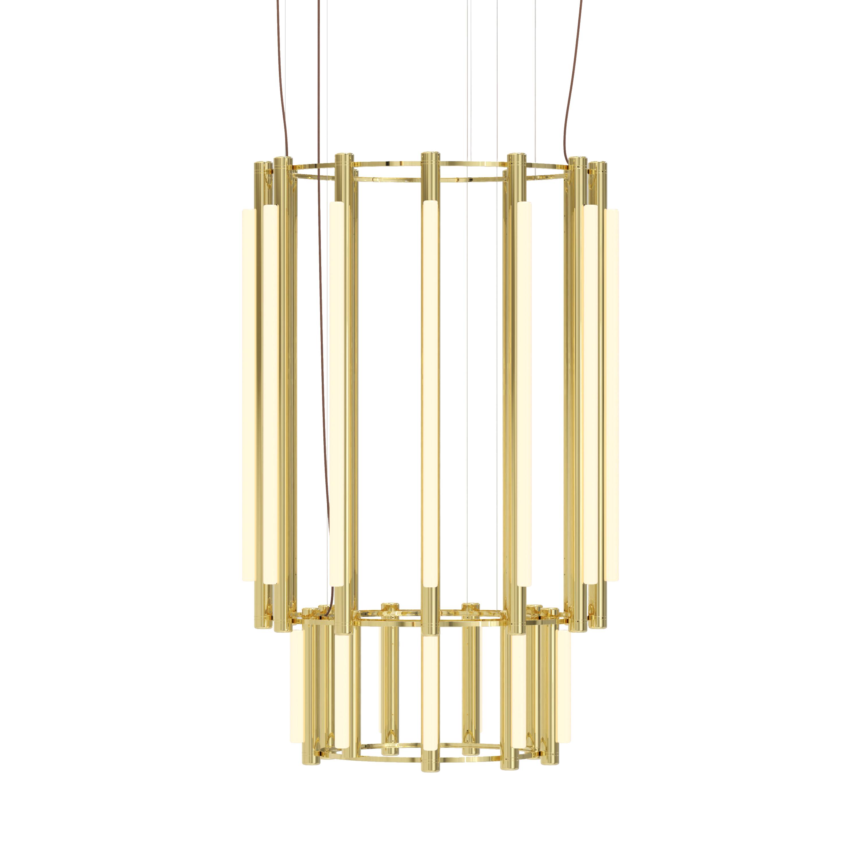 Pipeline 9 Chandelier: Brass