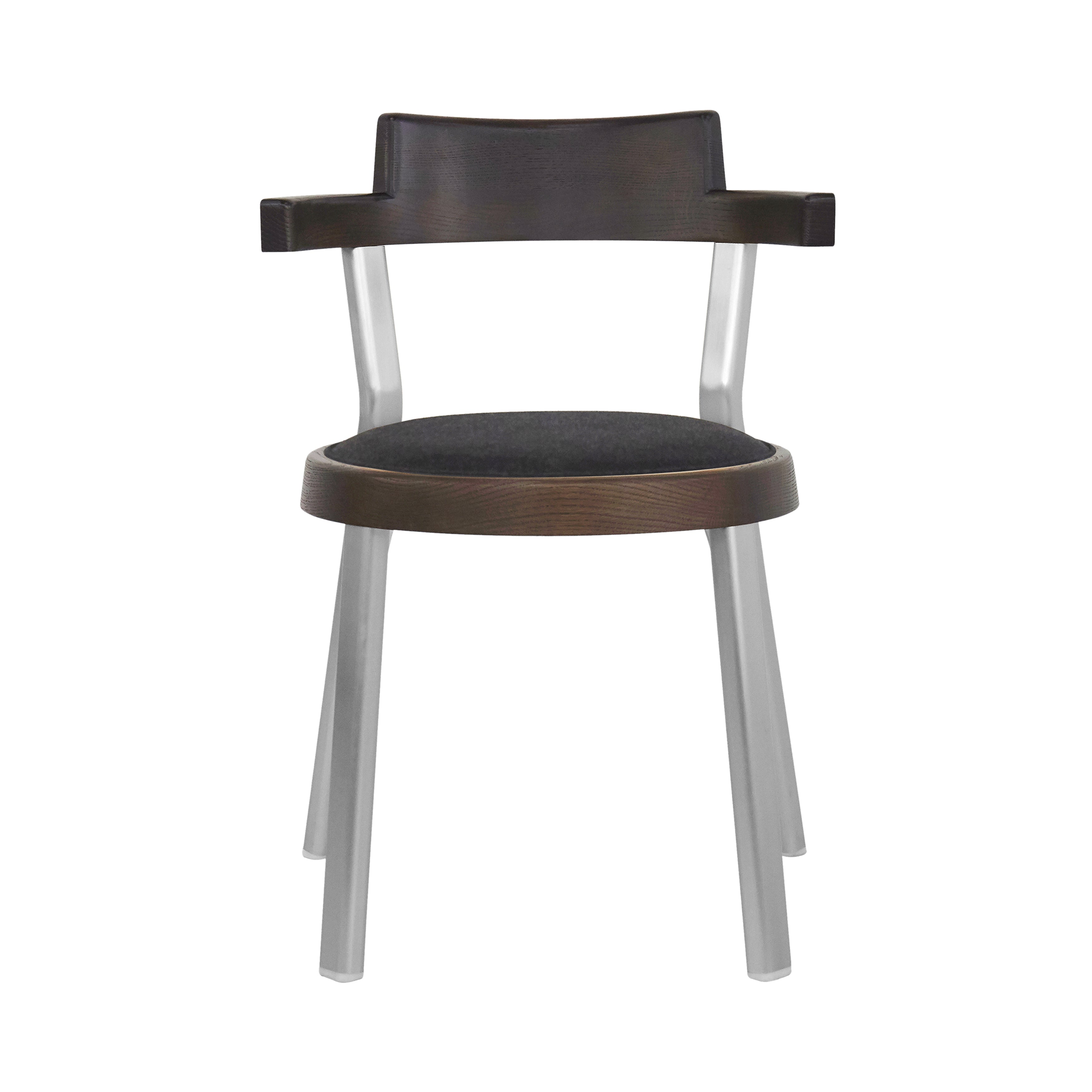 Pagoda Chair: Upholstery + Aluminum Leg + Silver + Dark Brown Oak