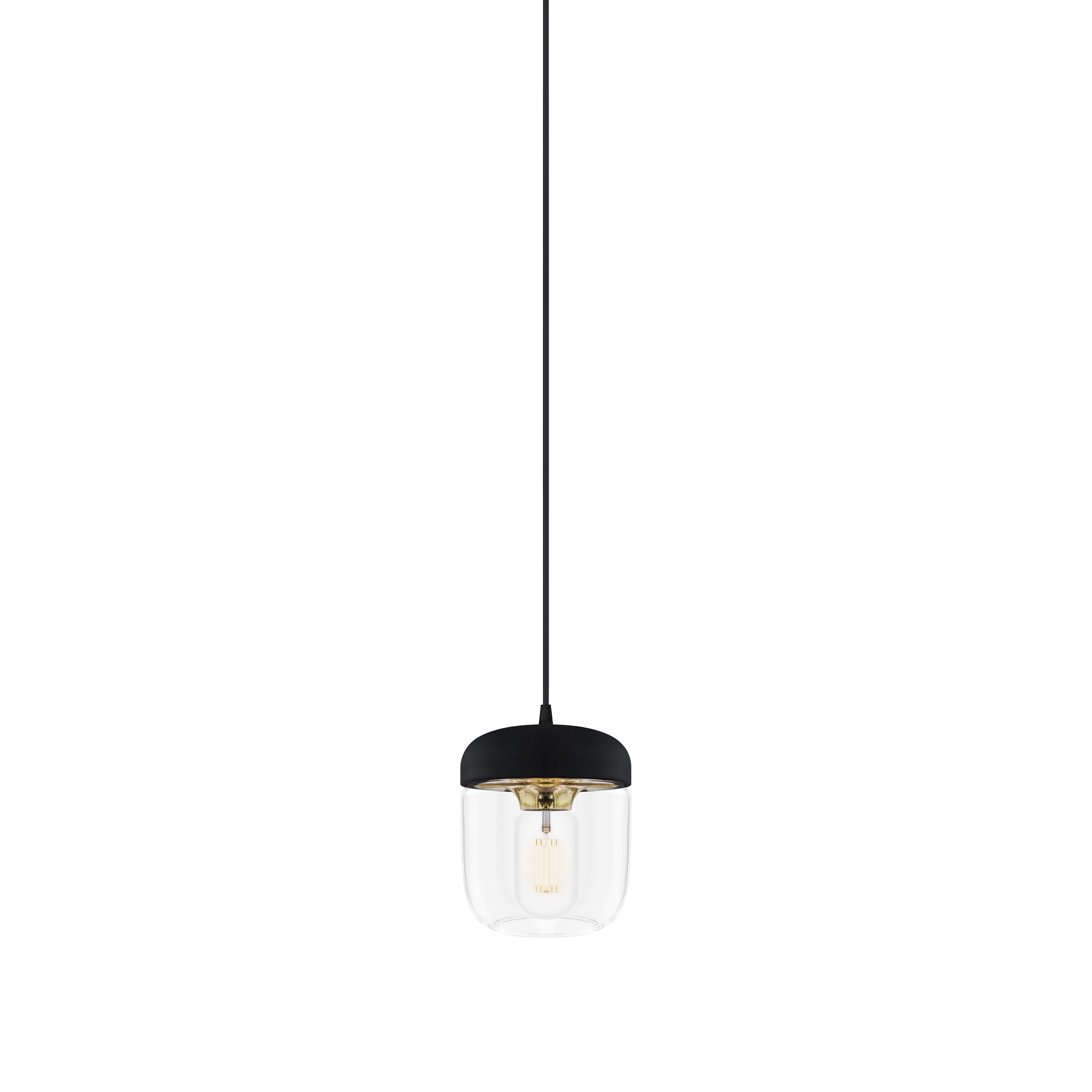 Acorn Pendant: Black + Polished Brass + Black (Plug-in)