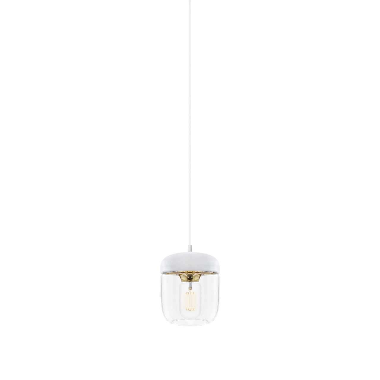 Acorn Pendant: White + Polished Brass + White (Plug-in)