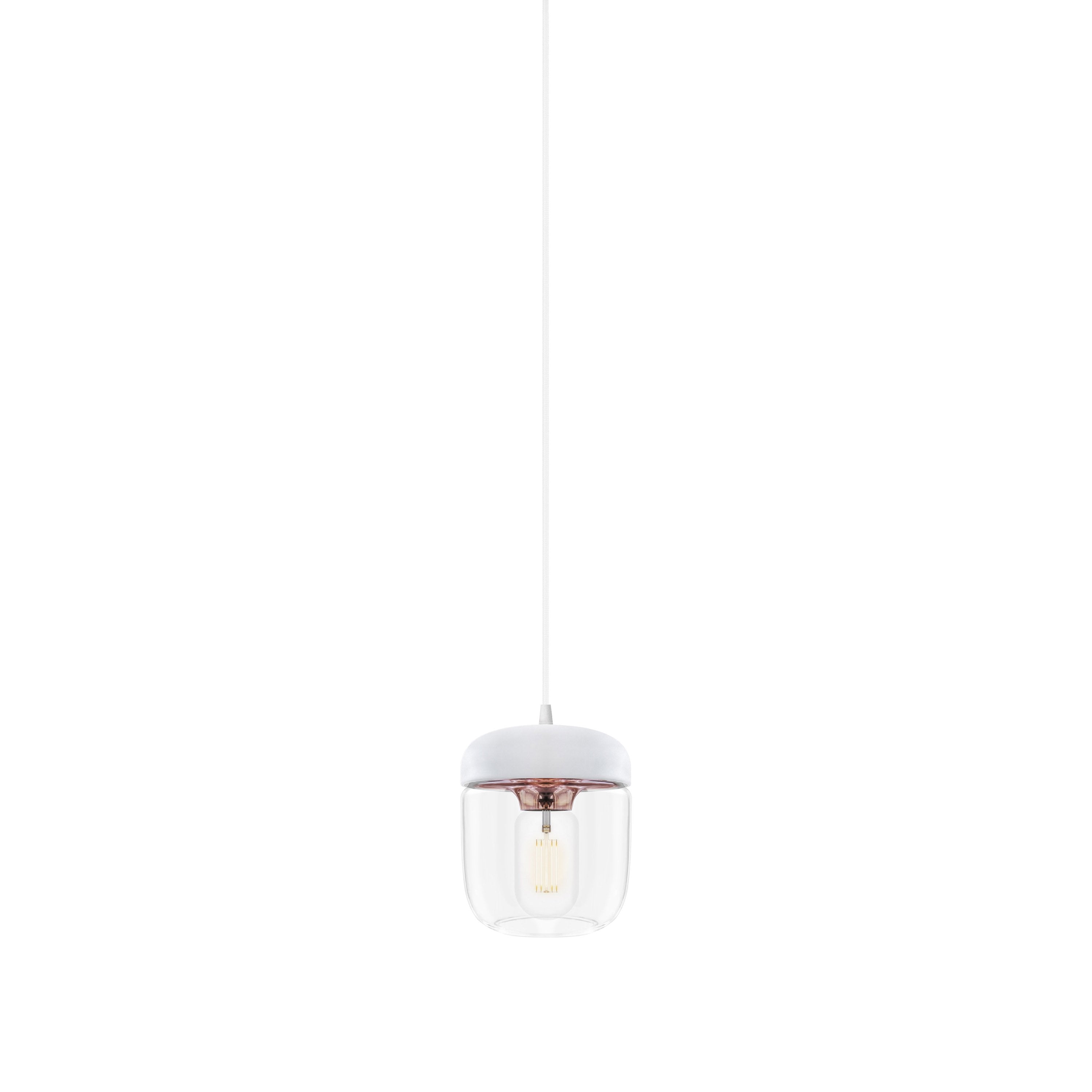 Acorn Pendant: White + Polished Copper + White (Plug-in)