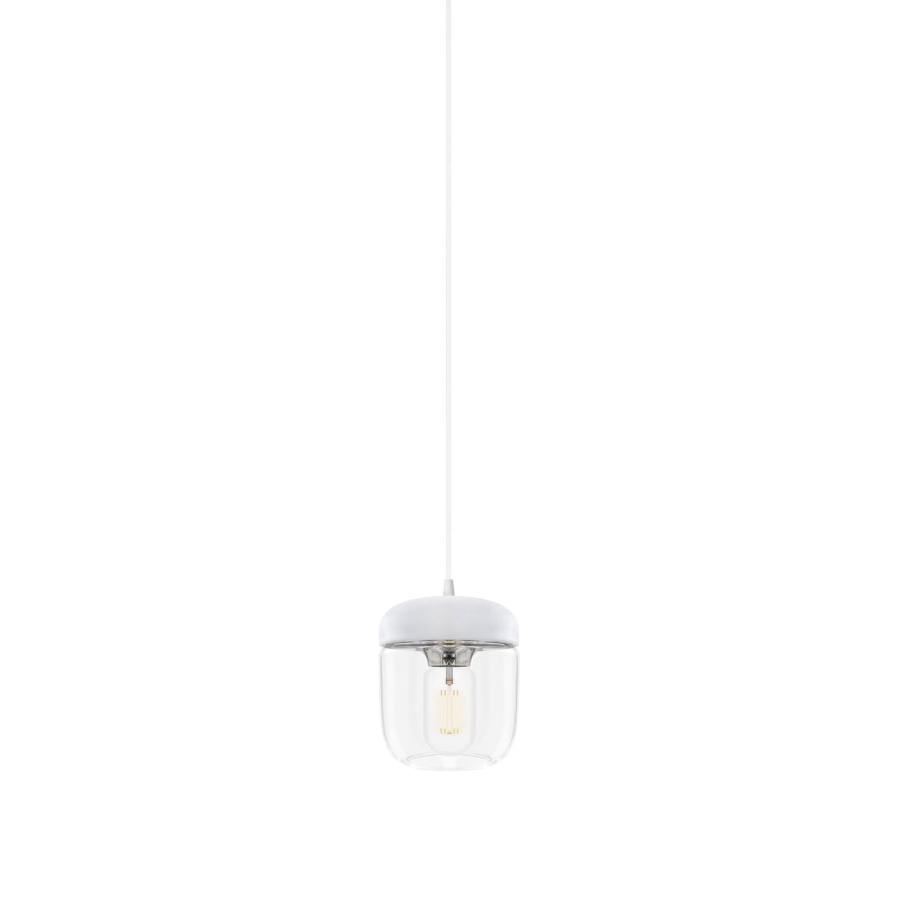 Acorn Pendant: White + Polished Steel + White (Plug-in)