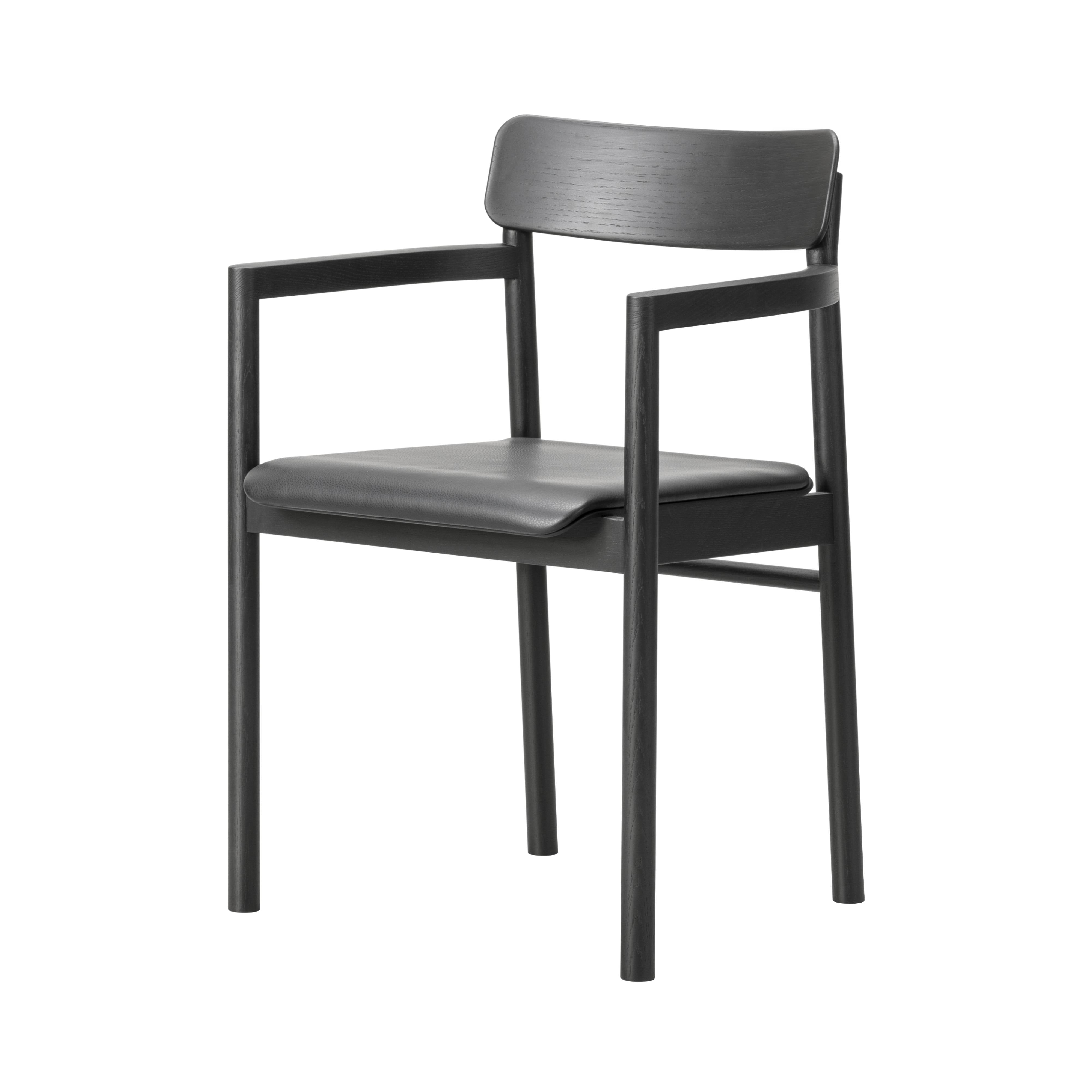Post ArmChair: Seat Upholstered + Black Lacquered Oak