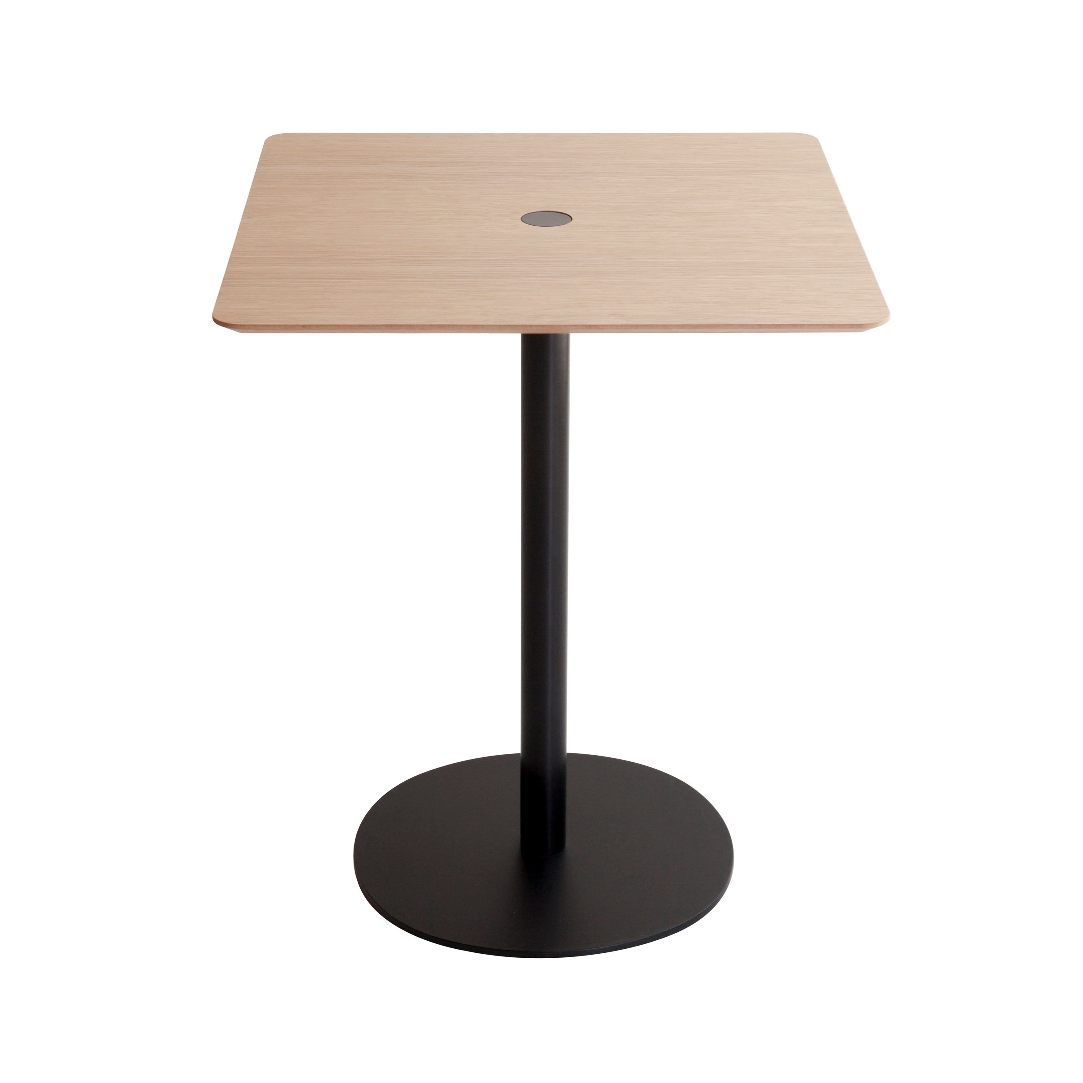 Nucleo Dining Table: Square + Black + Whitened Oak