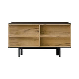 Ramblas Cabinet: Small + Lacquered Black + Vintage Oak