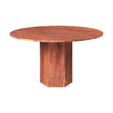 Epic Round Dining Table: Travertine + Burnt Red