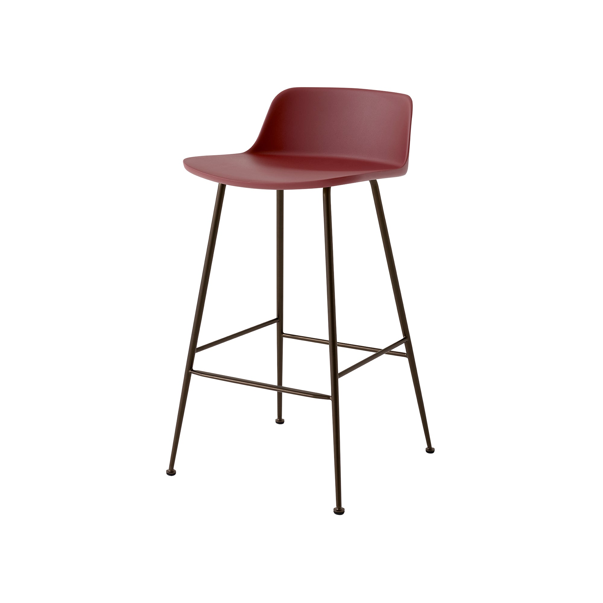 Rely Bar + Counter Lowback Stool: HW86 + HW81 + Counter (HW81) + Red Brown + Bronzed