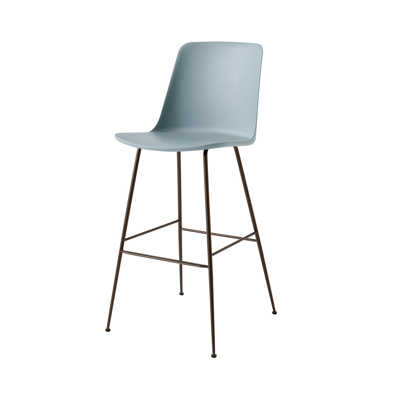 Rely Bar + Counter Highback Chair: HW96 + HW91 + Bar (HW96) + Light Blue + Bronzed