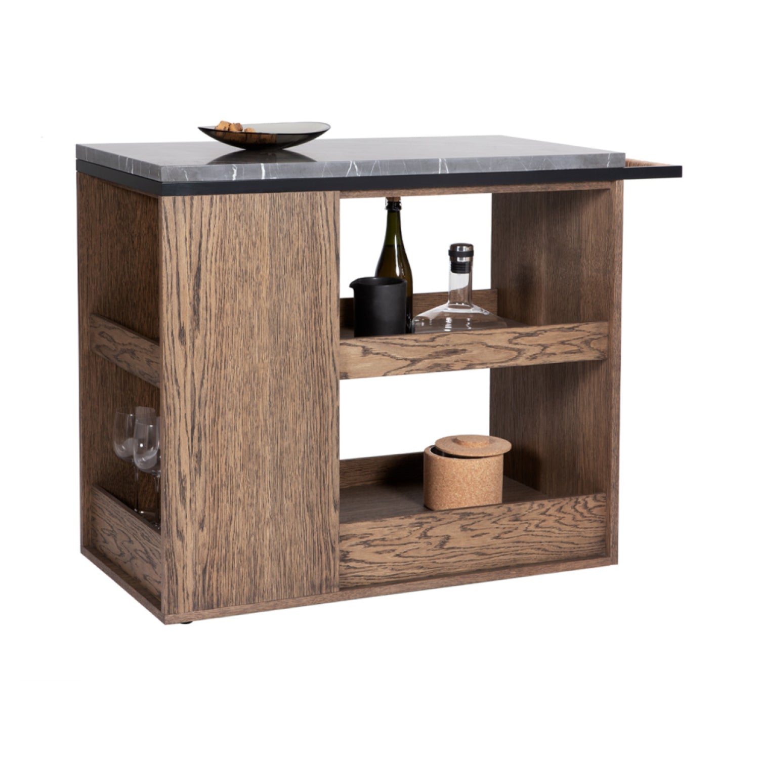 Remy Serving Trolley: Pietra Grey + Char Grey + Dark Smoked Oak