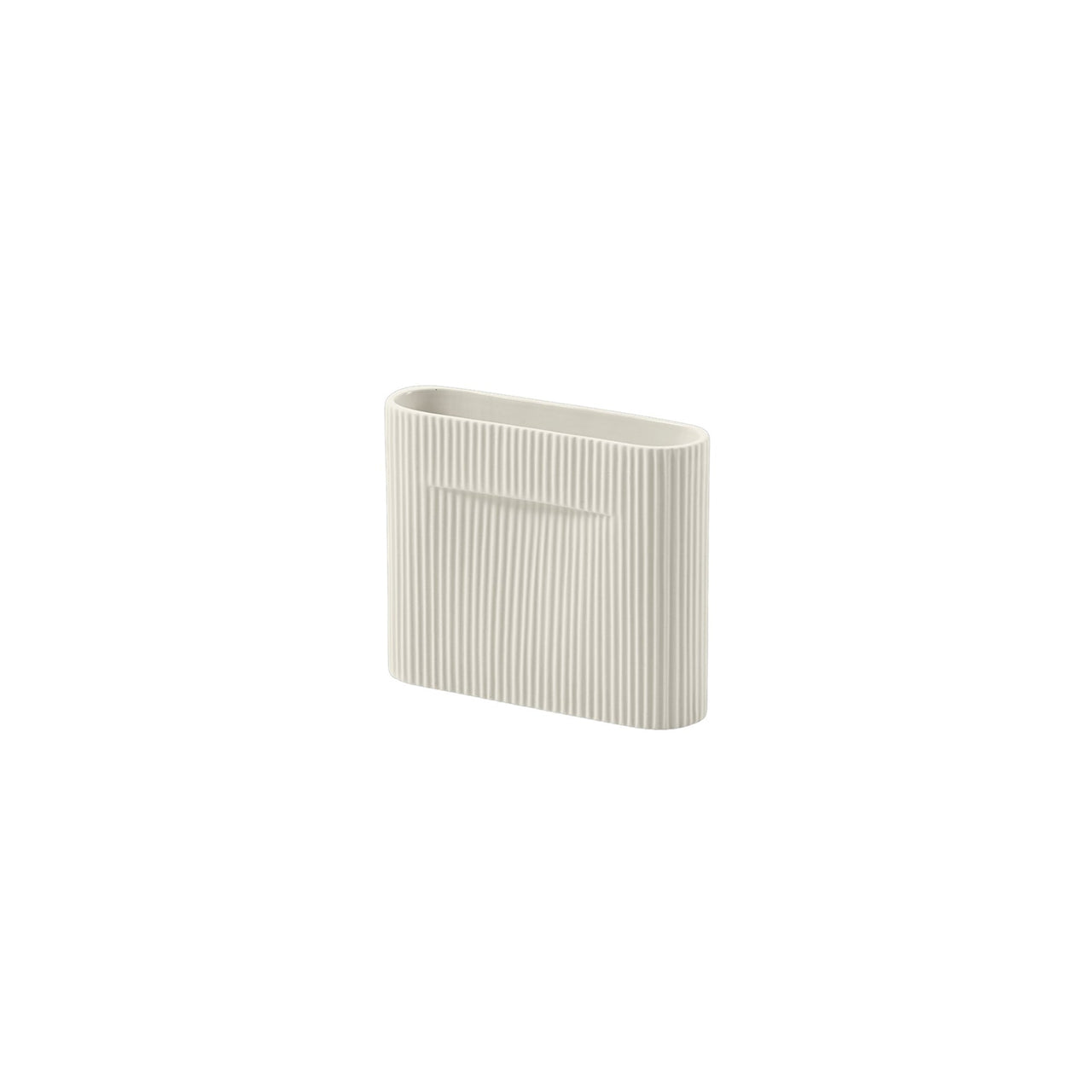 Ridge Vase: Low + Off White