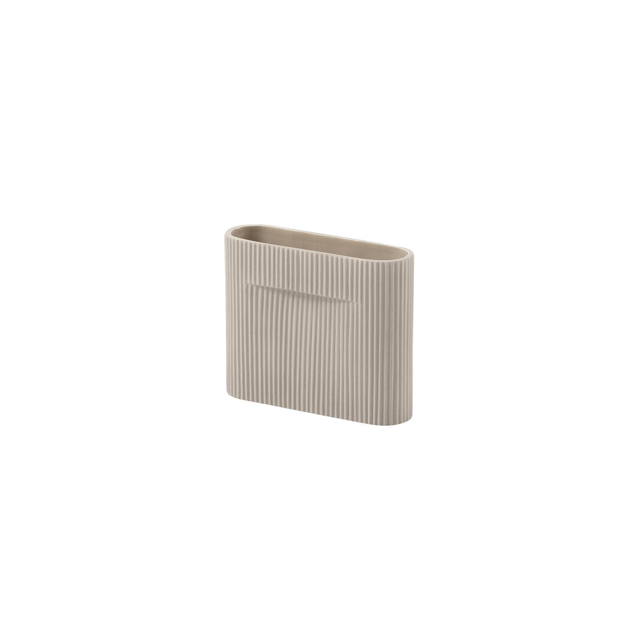 Ridge Vase: Low + Beige