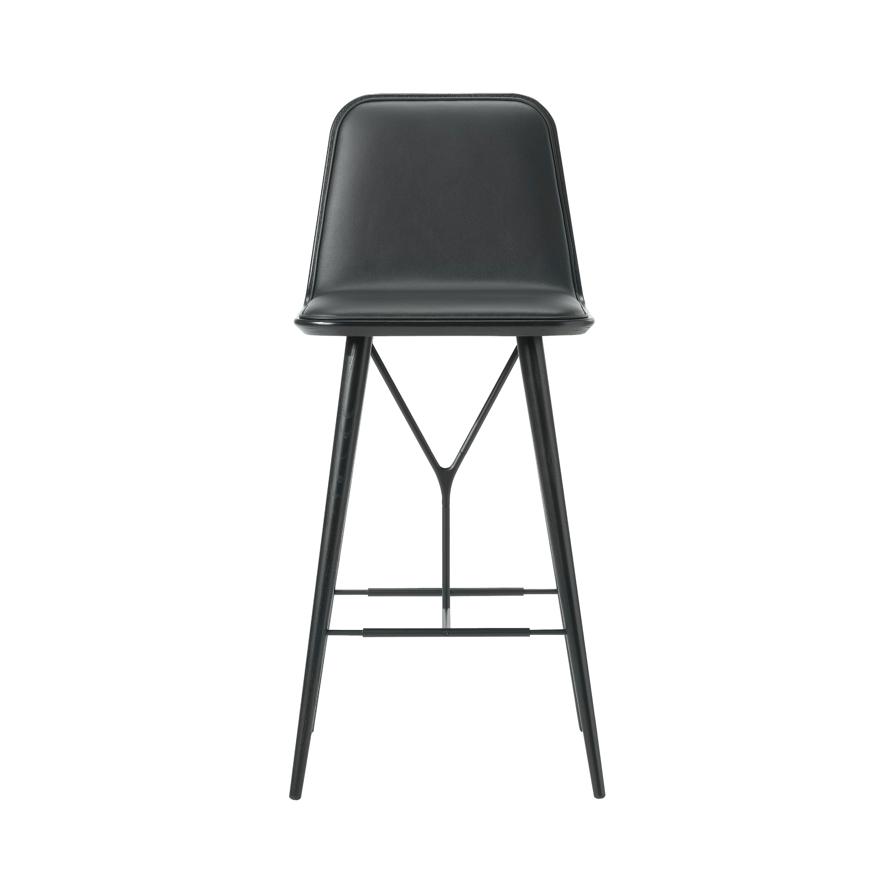 Spine Bar + Counter Stool with Back: Bar + Black Lacquered Ash