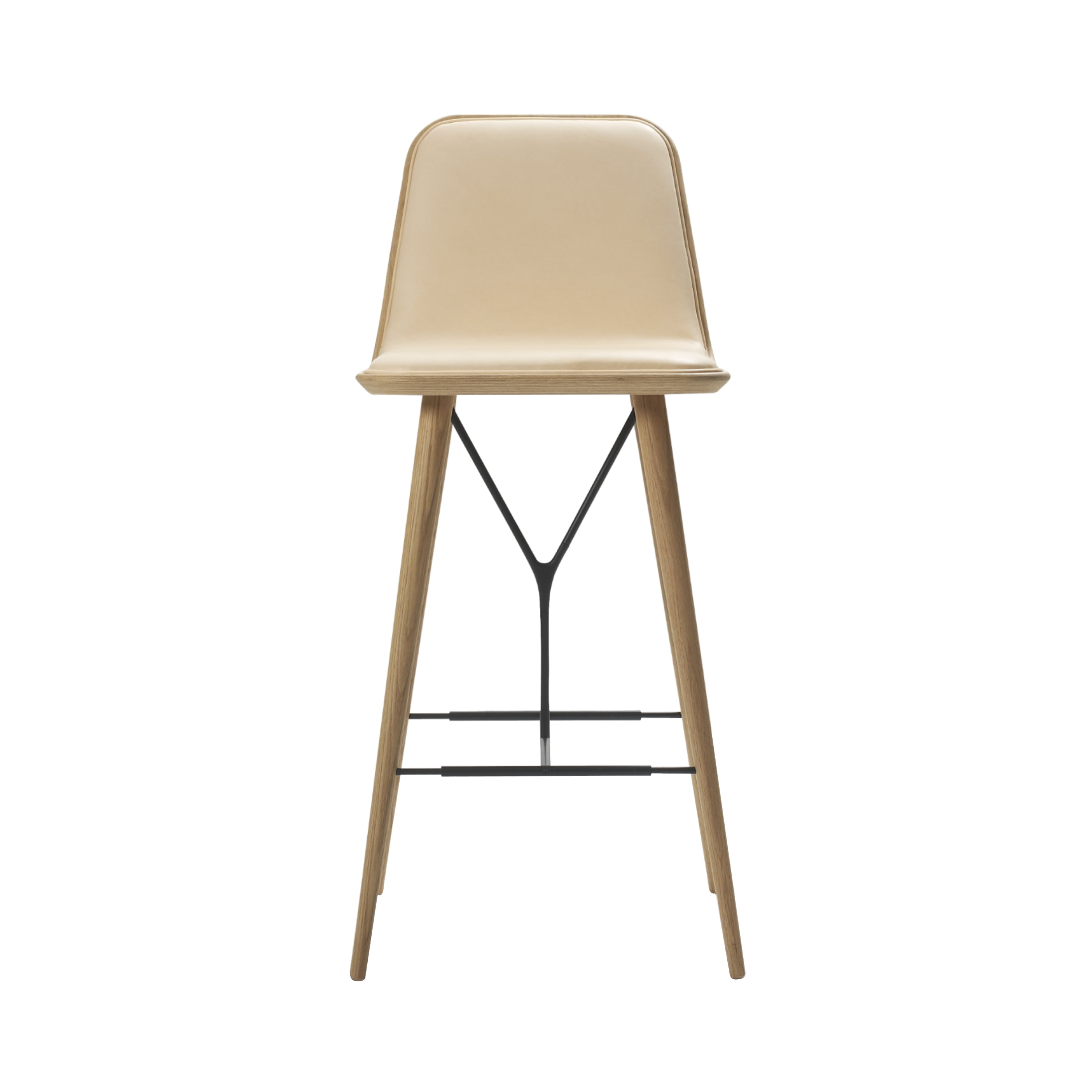 Spine Bar + Counter Stool with Back: Bar + Lacquered Oak