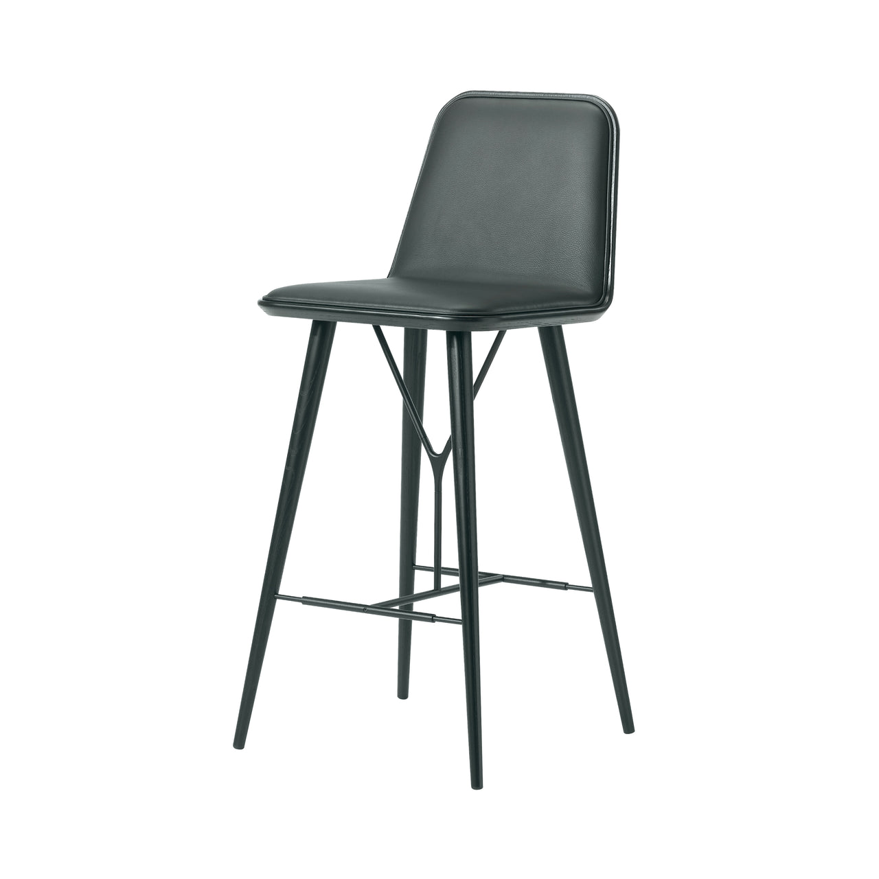 Spine Bar + Counter Stool with Back: Bar + Black Lacquered Ash